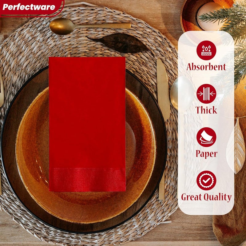 Perfectware - 2 Ply Dinner Napkin Red- 50 CT Red 2 Ply"15 x 17" Paper Dinner Napkins - Pack of 50 CT. Ideal for Party., (PWRedDinnerNapkin-50CT) - Image 3